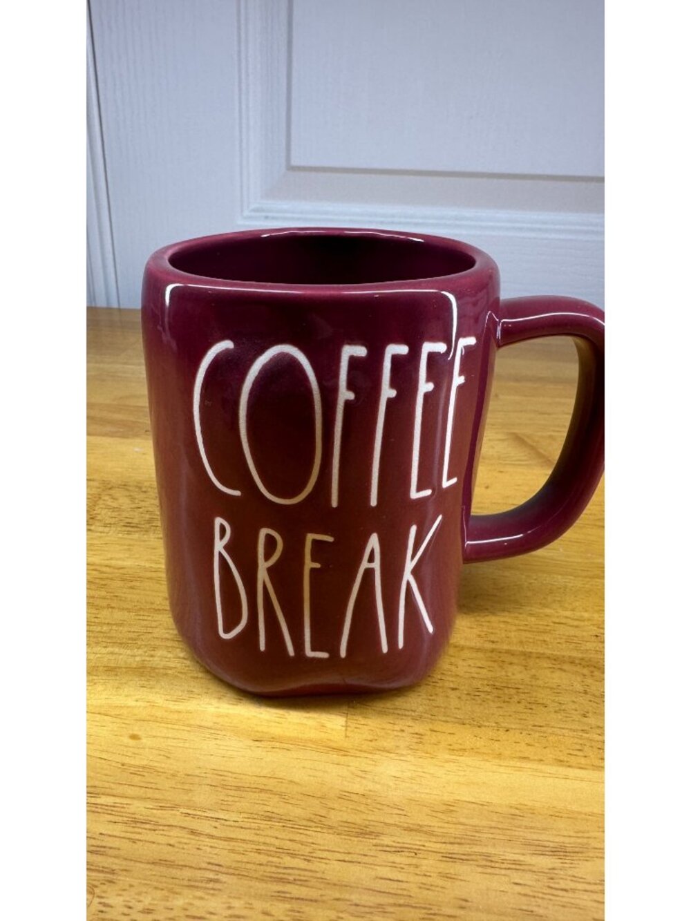 Rae Dunn Coffee Break Mug Burgundy Ceramic Artisan Collection Magenta NEW